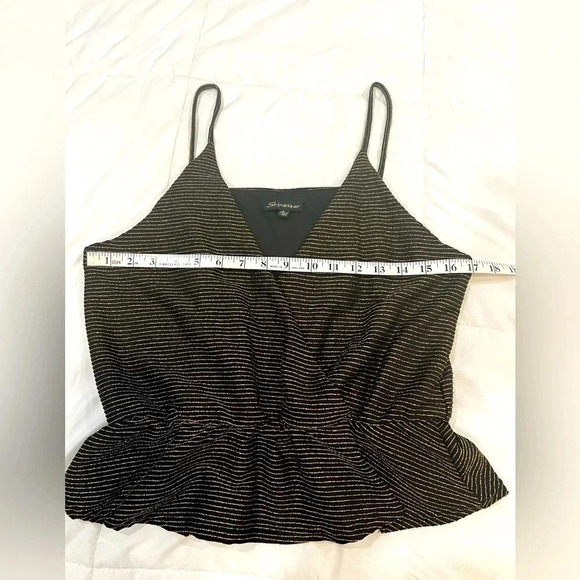 Shinestar black & metallic gold striped dressy tank, large - Picture 7 of 9